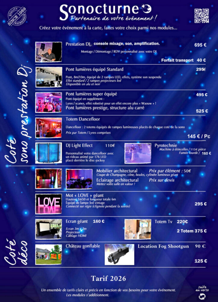 Tarif 2026 Page 1 plein form